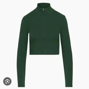 ARITZIA Sunday Best Forest Green Zip-Up Crop